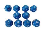 Opaque 10 x 12-Sided Dice Set - Blue